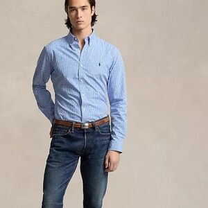 Ralph Lauren Checkers Blue Medium Button Down Shirt